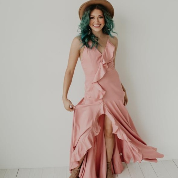 PINK Ruffle Maxi Dress - Picture 3 of 6